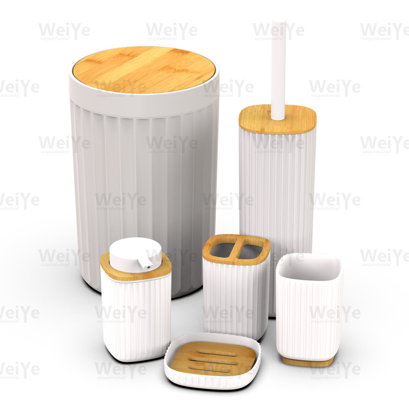 Bamboo Wood Bathroom Accessories Set Soap Dispenser Tumbler Soap Dish  Toiletbrush Holder Solid Wood Bamboo